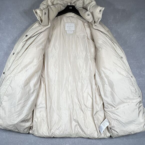 ABERCROMBIE & FITCH Air Cloud Hooded Puffer Parka Jacket Cream Small $240. - Picture 7 of 13